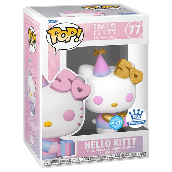 Funko POP #77 Hello Kitty 50th Anniversary Hello Kitty with Present Glitter Exclusive Figure